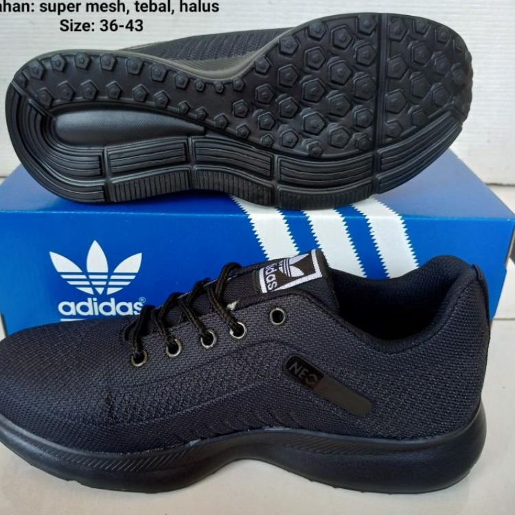 Terlaris.. SEPATU SEKOLAH NEO ADIDAS NEW HITAM FULL POLOS PRIA WANITA / SEPATU FORMAL KERJA LAKI CEW