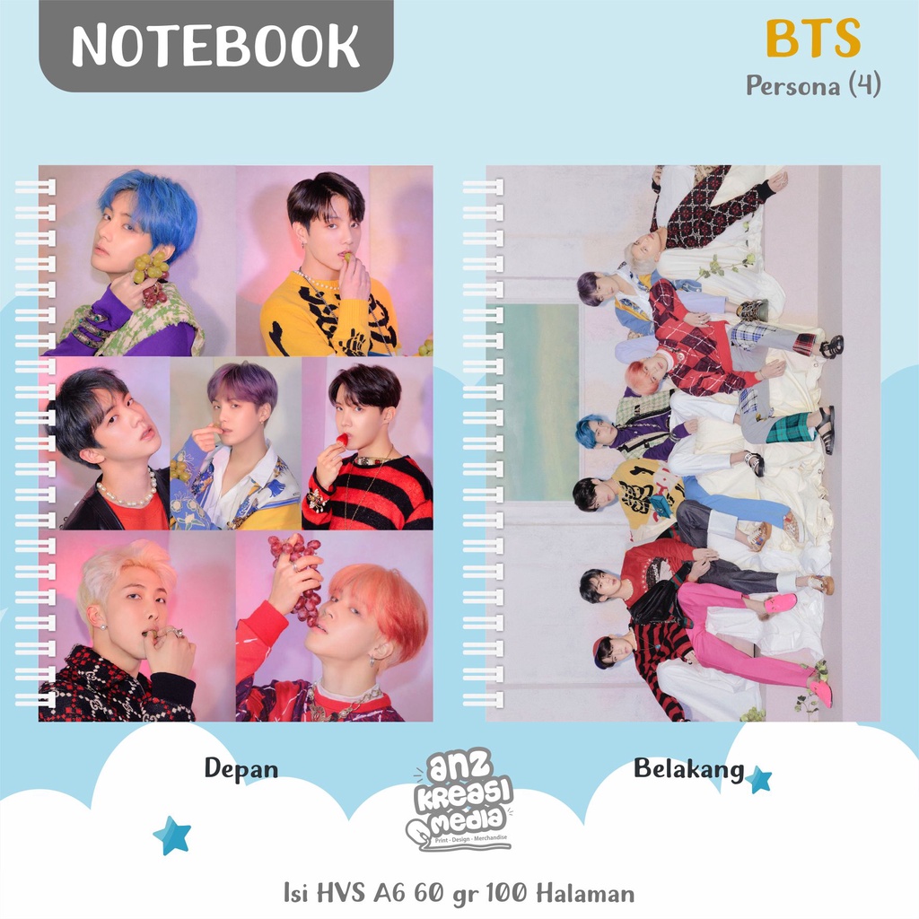 NOTEBOOK A6 BUKU TULIS SPIRAL - BTS PERSONA 4 - MERCHANDISE KPOP MURAH UNOFFICIAL