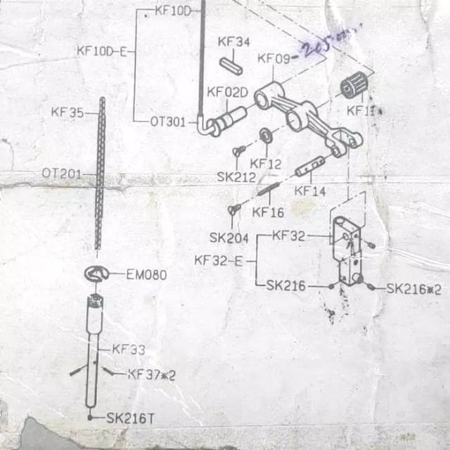 KF32 + KF33 + SK216 Tiang Jarum Mesin Jahit Obras 747 / 700F