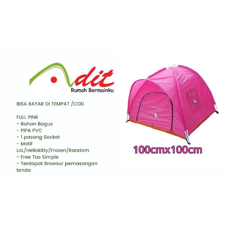 Tenda Anak Perempuan Ukuran 100 x 100 CM|Tenda Hellokitty Pink|Tenda LOL Pink|Tenda Frozen Pink|Kado