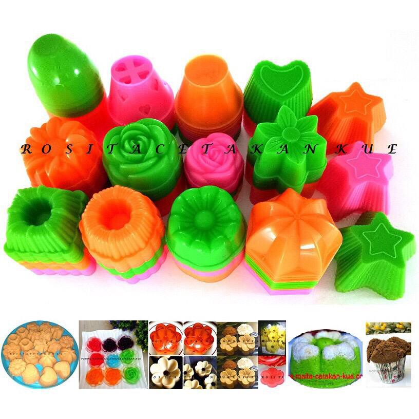 12 PCS Cetakan Kue Kukus Puding Putu Ayu Talam Bunga Jasmine Sakura Mawar Tulip Teratai Belimbing Tw