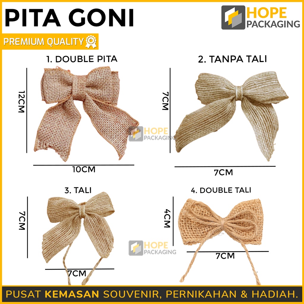 

[Harga / 3 Pcs] Pita Goni Jadi 12x10cm/ 7x7cm/ 7x4cm / Pita Souvenir Hampers Dekorasi Parcel / Pita Jadi Kotak Kado / Pita Goni / Pita Hiasan / Pita Jadi