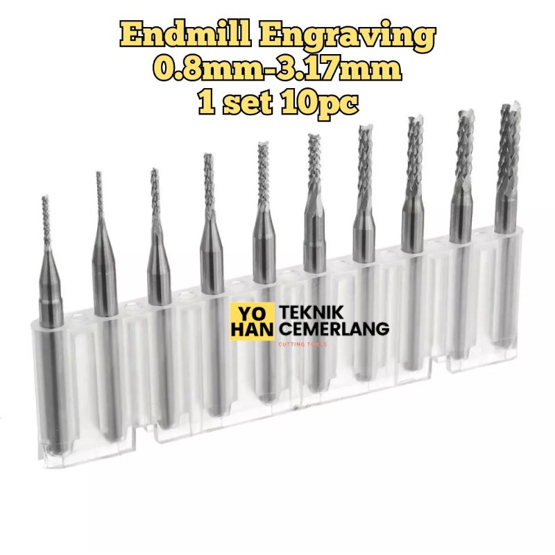 Endmill Engraving 0.8mm - 3.17mm Bits Cnc Pcb Rotary Tools Set Endmill Carbide 0.8mm - 3.0mm 1Box 10