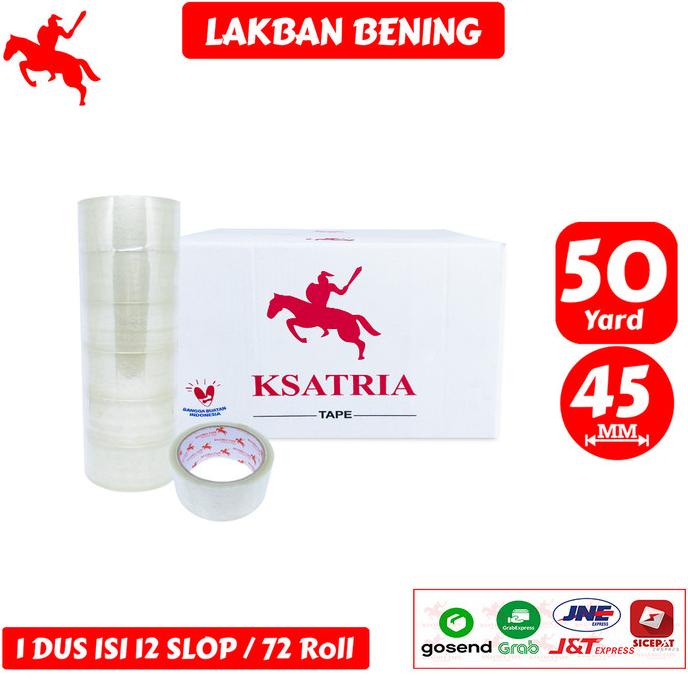

Lakban Bening Ksatria Tape 50 Yard (1 Dus)