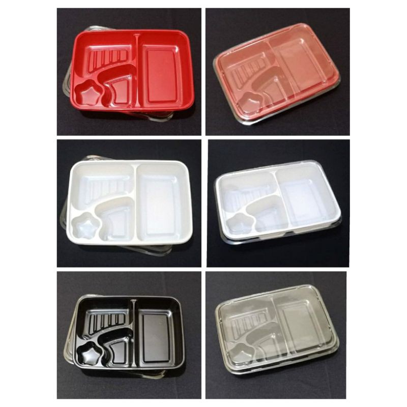 (10pcs) Tray Bento sekat 4 bintang / wadah makanan / mika bento