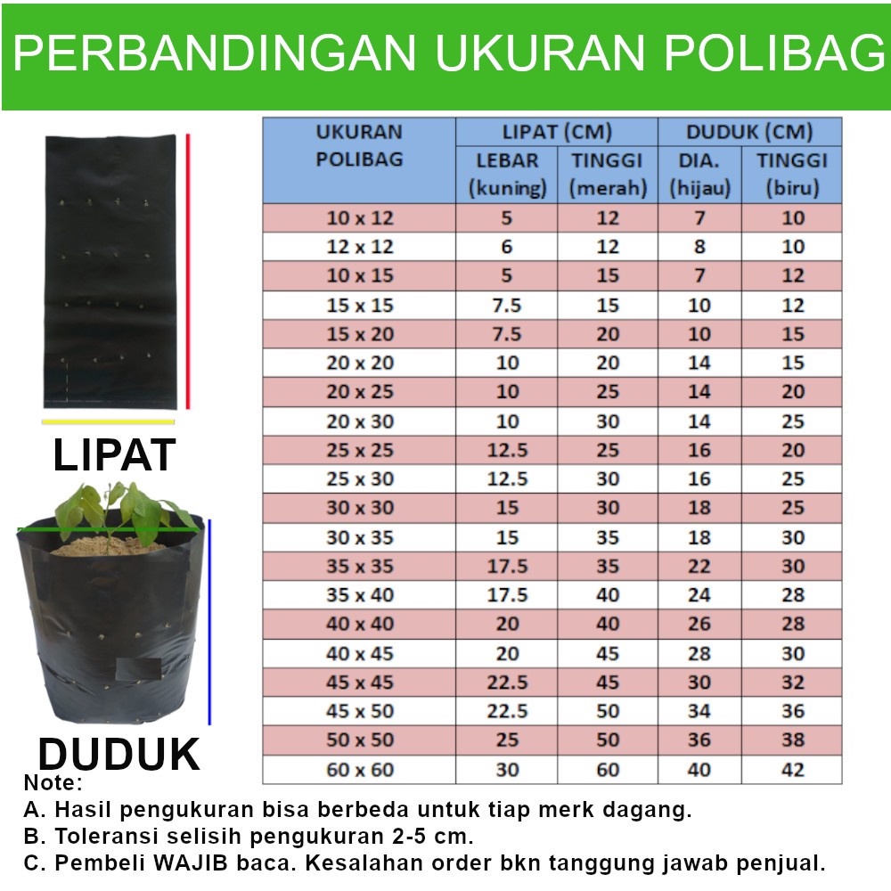 POLYBAG / POLIBEG / POLIBAG / KANTONG TANAMAN / PLASTIK TANAMAN