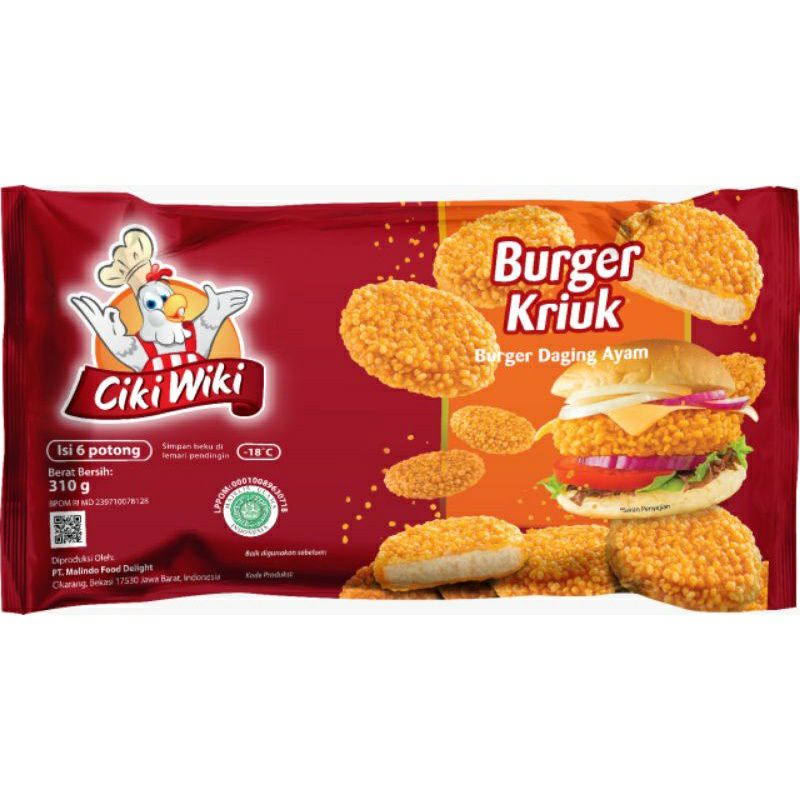 

CIKIWIKI Burger Kriuk (Burger Daging Ayam) 310gr 6pcs
