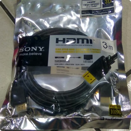 kabel HDMI SONY 3M Male To Male Gold Plate 3 Meter HDTV 1.4V Highspeed