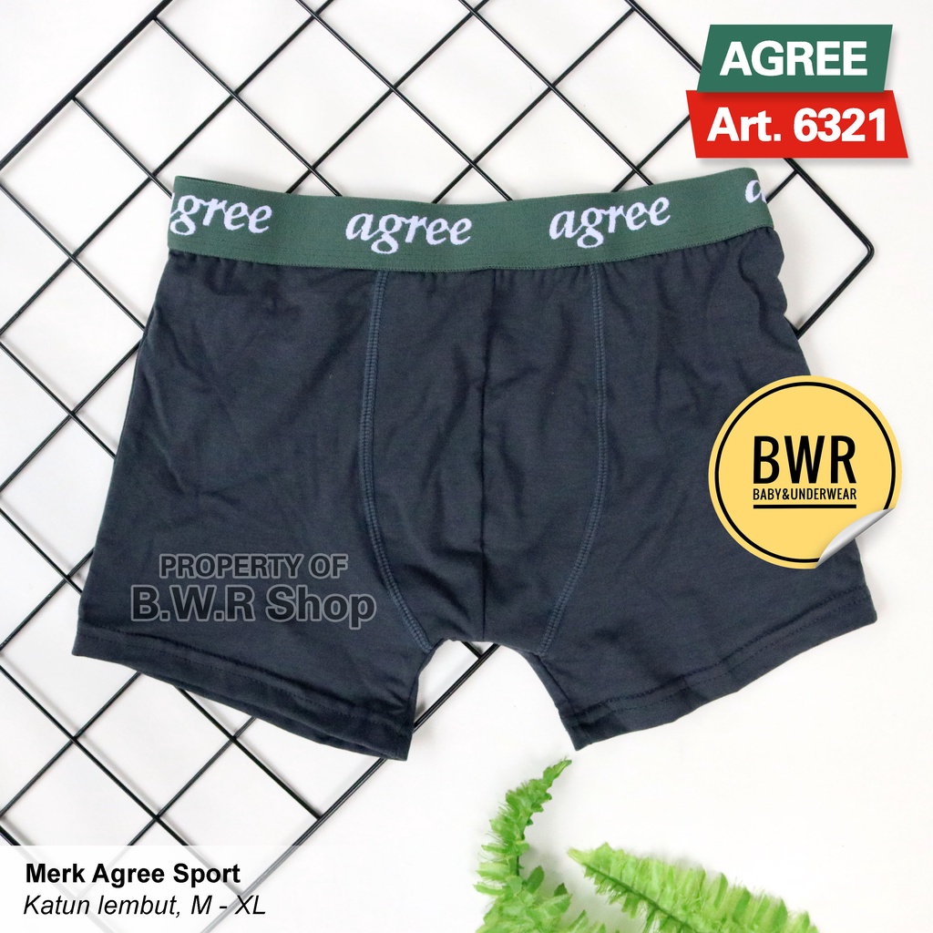 [ 3pc ] AGREE | CD BOXER Agree Polos 6321 | Celana Dalam Pria Comfort Box Coklat