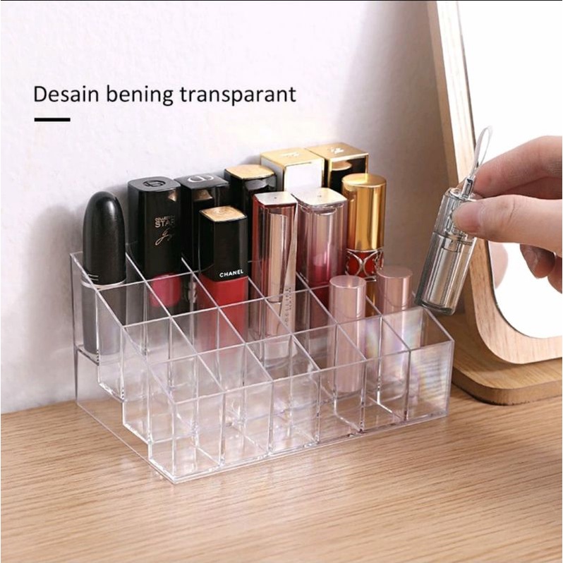 TEMPAT LIPSTIK KUTEK PARFUM RAK KOSMETIK AKRILIK MULTIFUNGSI KOTAK MAKE UP LIPSTIC ORGANIZER ACRYLIC