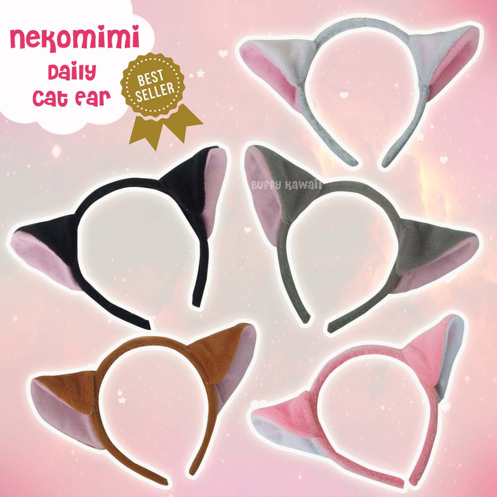 Bando kucing polos nekomimi velboa neko cosplay cat ears simple daily fashion kawaii halloween