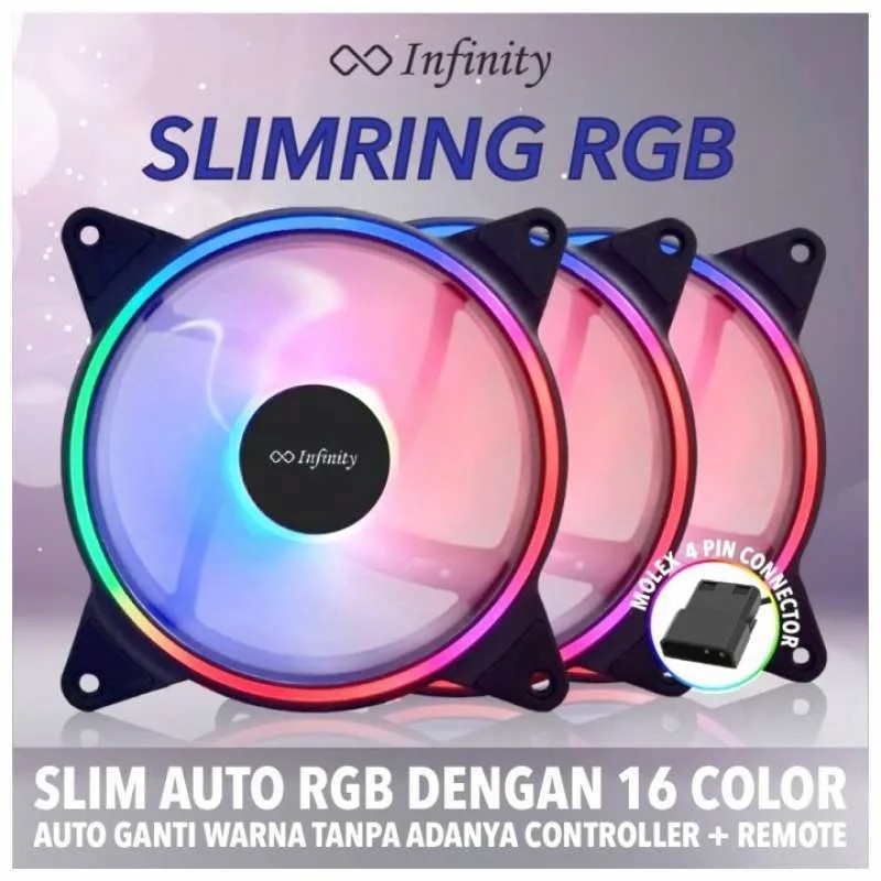 Fan Casing RGB Infinity Slim Ring Auto Rgb (Colokan Molex) / Fan Casing 12cm Led Nyala RGB Bergerak Automatic