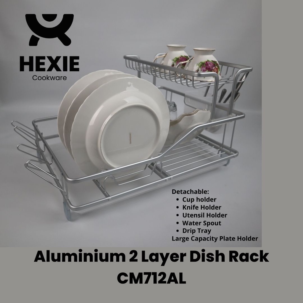 Rak Piring Aluminium 2 Susun / 2 Layer Dish Rack Anti Karat - CM712AL