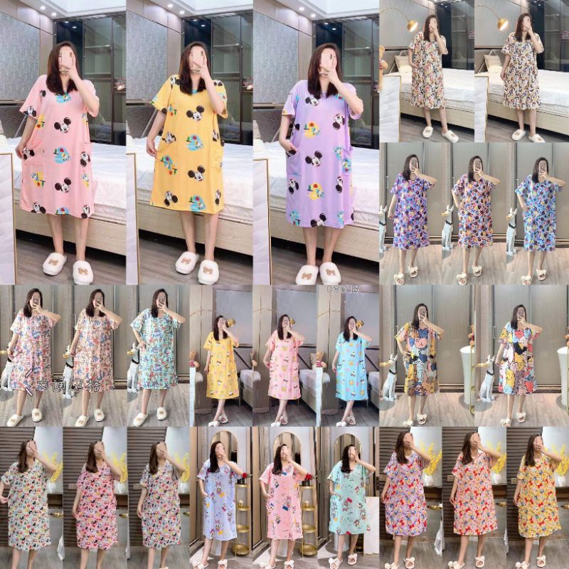 RULIF Daster piyama wanita import Baju tidur wanita Jumbo/Bigsize