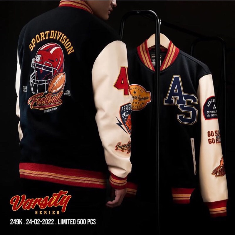 Aerostreet Varsity Go Hard Or Go Home Hitam Jaket GADAA Series Limited Edition Size S M L XL XXL