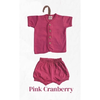 Libby Comfy Set Setelan Pendek / Libby New Born 1 Pasang 0-3 3-6 6-12 Bulan / Libby Baby / Baju Bayi-Pink Cranberry