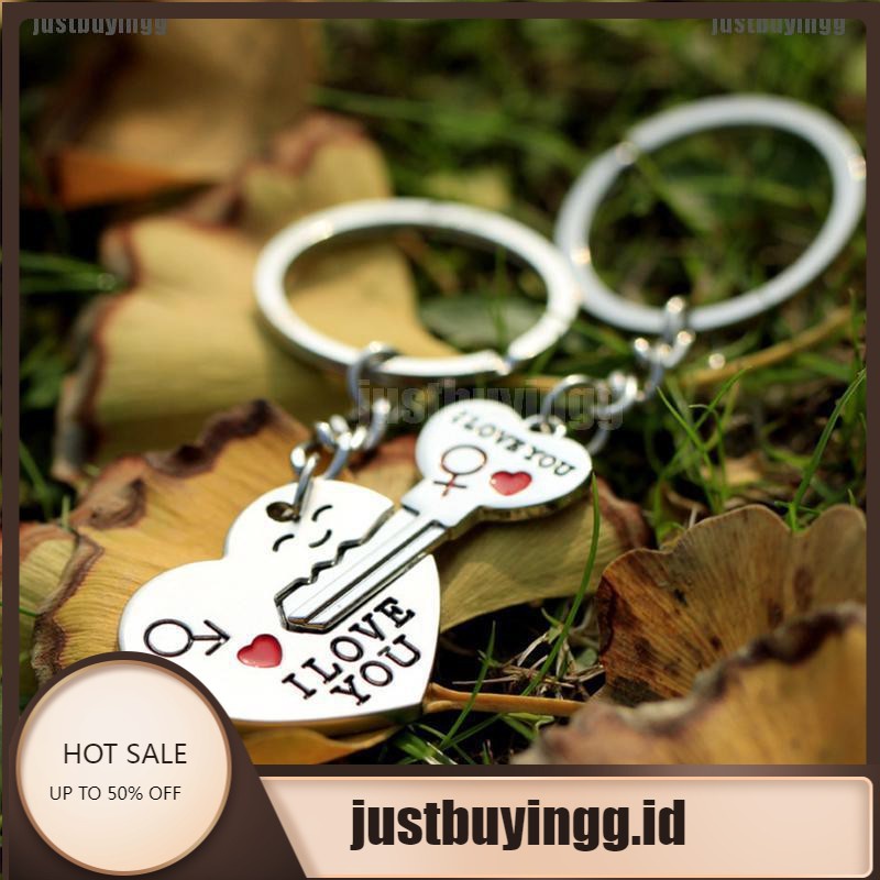 JB✪ 1 Pair I LOVE YOU Letter Keychain Heart Key Ring Souvenirs Valentine's Day Gift