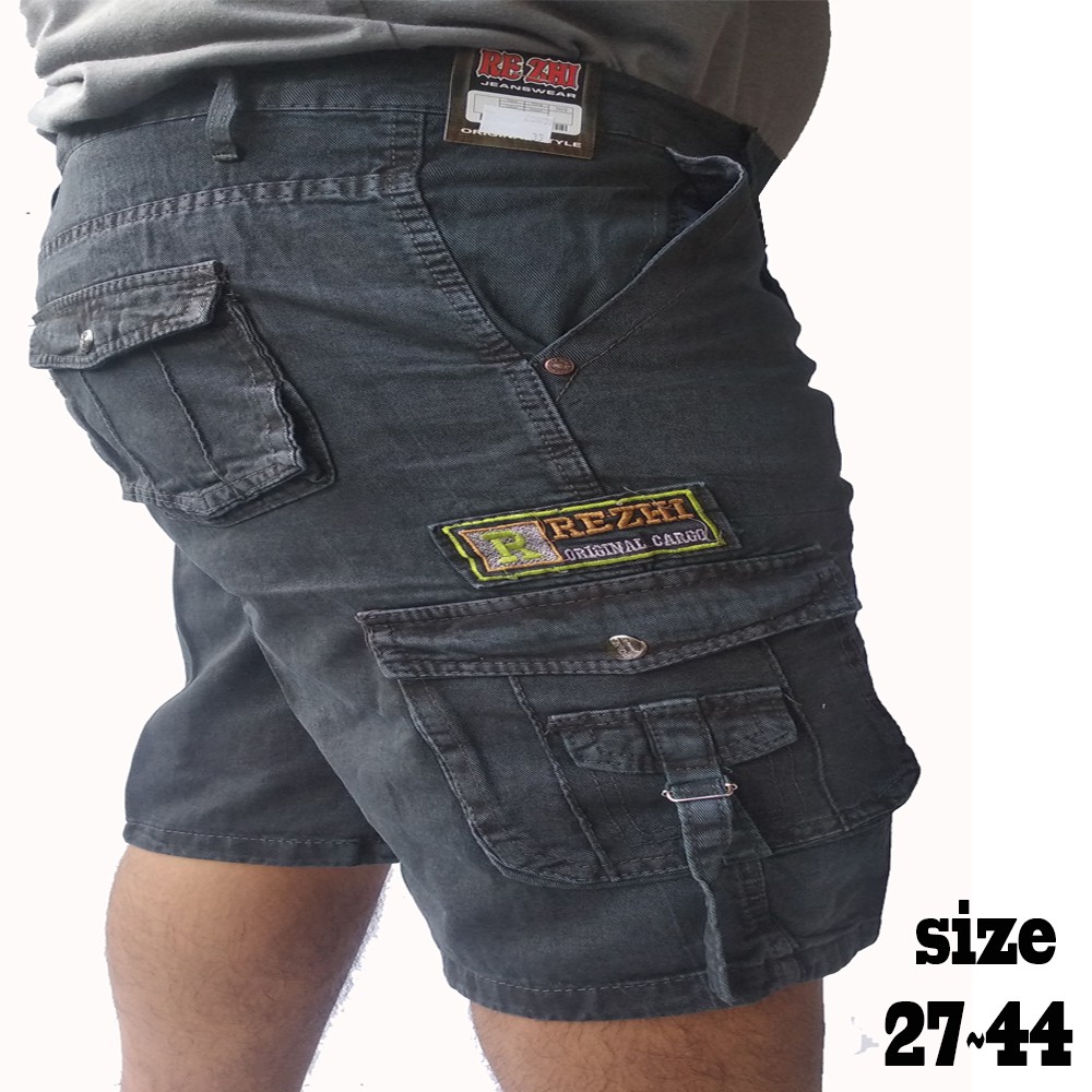 Celana Cargo Pendek Pria Size Jumbo 27-44 Bahan Semi Jeans Tebal