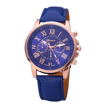 ✅COD J100 Jam Tangan Geneva Leather Quartz Fashion Wanita Import Murah Jakarta-Biru Tua