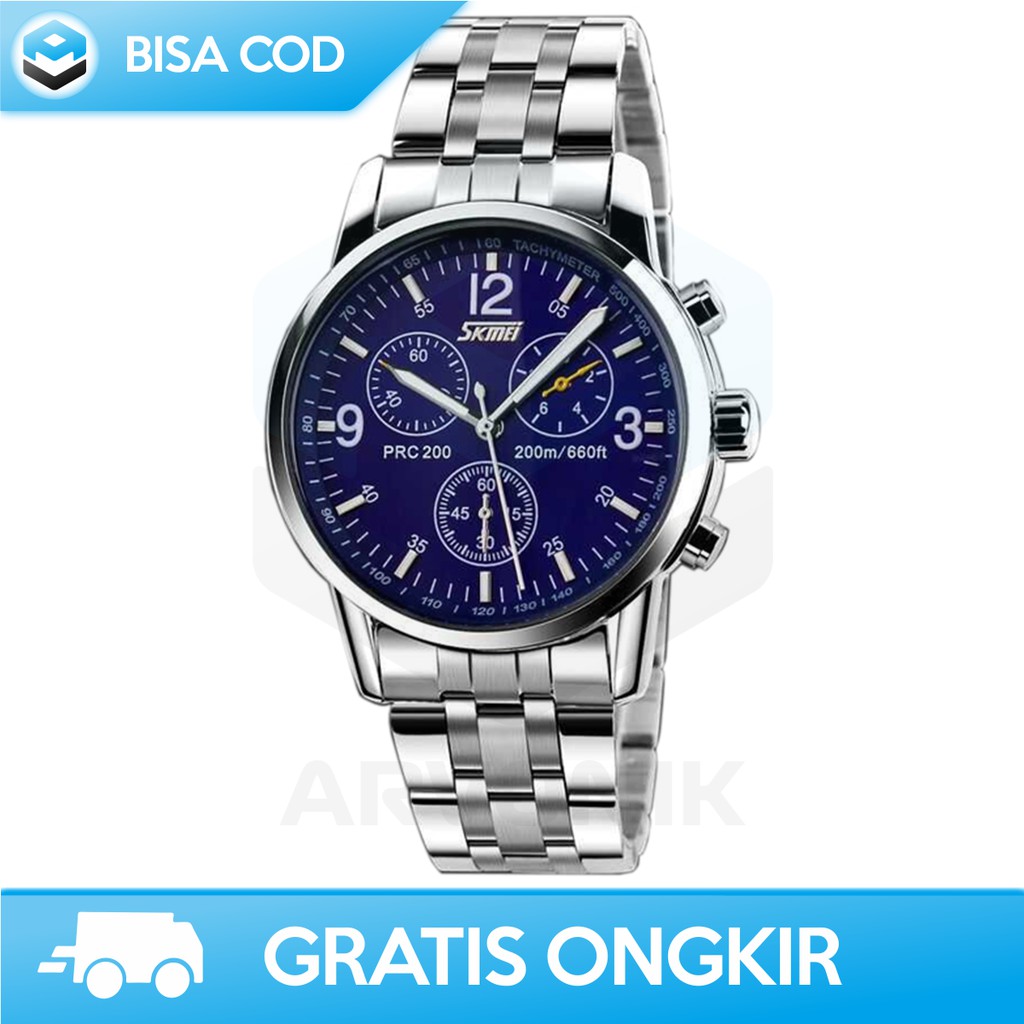 JAM TANGAN PRIA RANTAI ANALOG ORIGINAL SKMEI 9070CL - JAM TANGAN PRIA ANTI AIR ANALOG MURAH COD