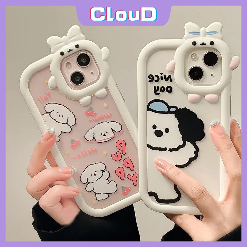 Litter Monster Lens Case OPPO A15 A54 A57 2022 A12 A3s A5s A7 A95 A16K A15s A35 A55 A16 A53 A9 2020 A5 2020 A92 A16s A31 A76 A36 A33 A74 A92 Reno 5 5F Cute Puppy Dog Soft TPU Cover