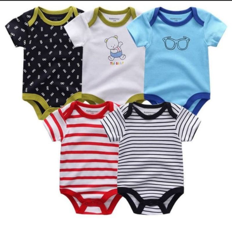 JUMPER BAYI LENGAN PENDEK ISI 5PCS MEREK CARTER LOVE/BIZYBEE/BABY GROW