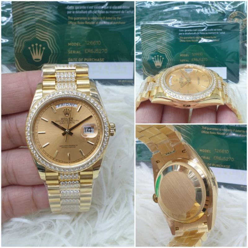 Rolex President Day-Date 36MM Gold Dial Diamond EWF SS 904L Swiss 1:1 Best Edition
