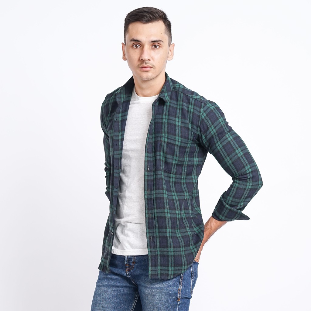 Kemeja Flanel Pria Lengan Panjang Kemeja Motif Kotak Kotak Premium Kemeja Cowok 4