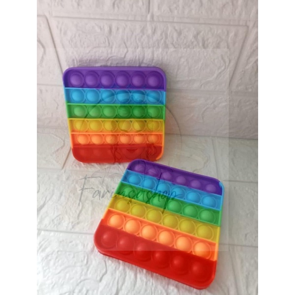 POP IT BESAR FIDGET TOY RAINBOW KOTAK SQUARE BULAT LOVE OXIGONAL SILICON-KOTAK