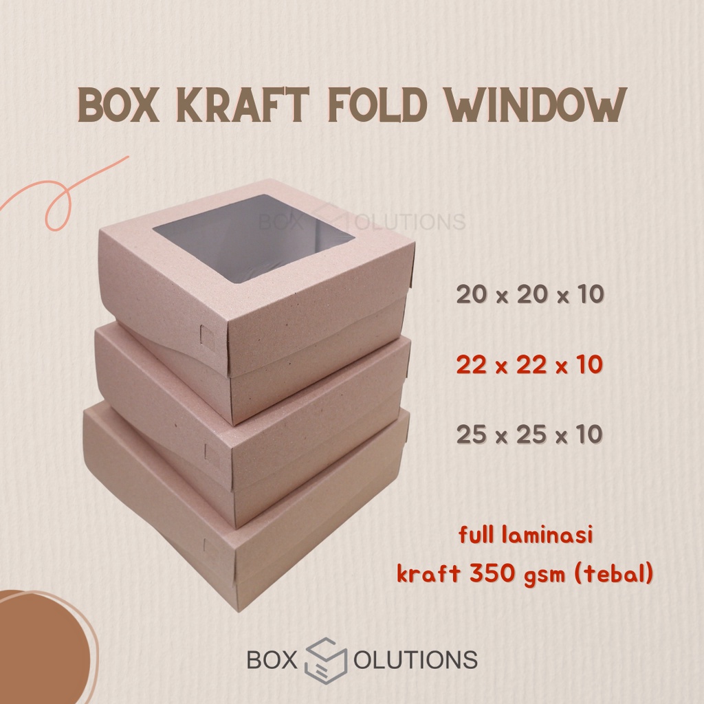 

[isi 10] dus / box kue kraft fold window 22x22x10 cm TEBAL / LAMINASI (ANTI AIR & MINYAK)