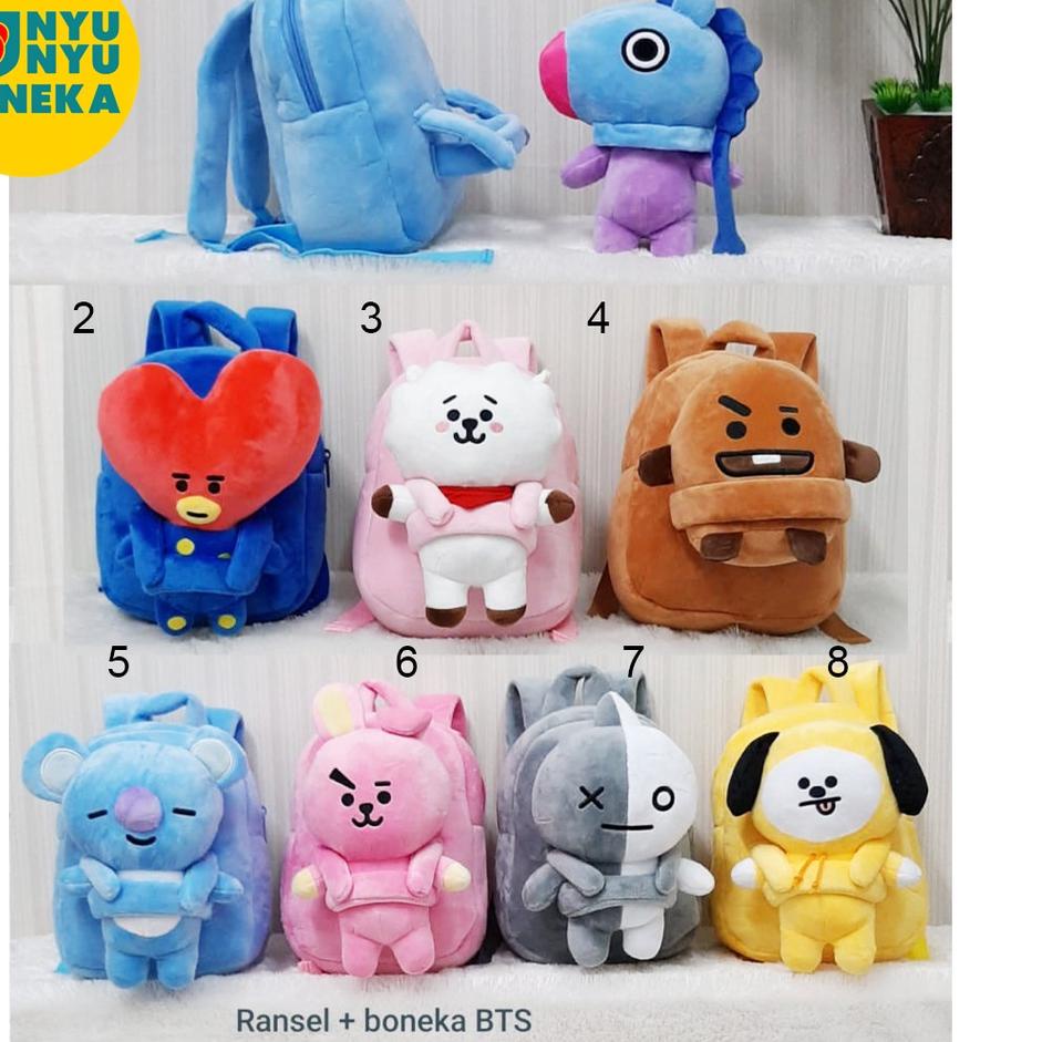 New - Tas ransel kecil anak sekolah boneka tata rj shooky mang chimmy koya bts van bts bt21 팝