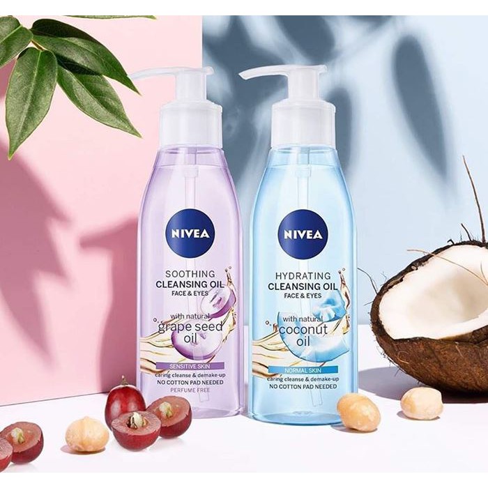 NIVEA Soothing Cleansing Oil with Grape Seed Oil & Hydrating Cleansing Oil with Coconut