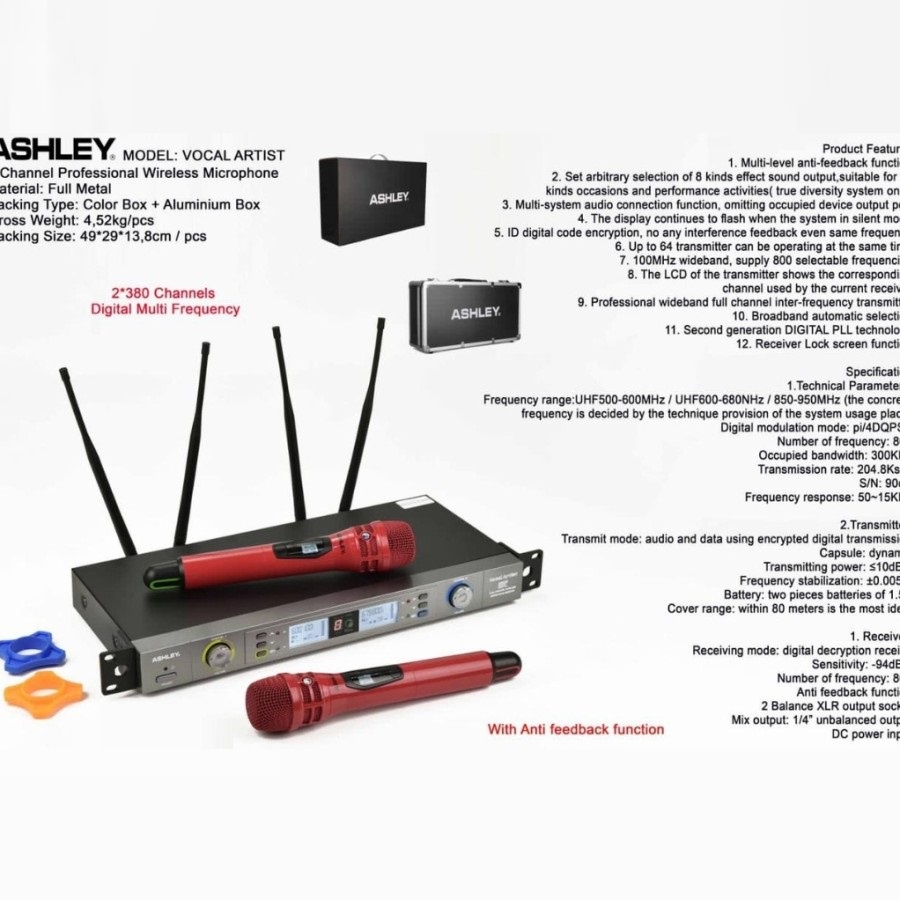 MIC WIRELESS ASHLEY VOCAL ARTIS 4 ANTENA ORIGINAL / ashley vocal artist