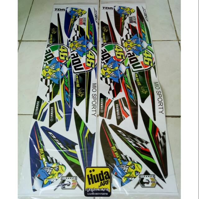 striping/lis/sticker variasi mio sporty/lama/smile "SHARK46" biru & hitam