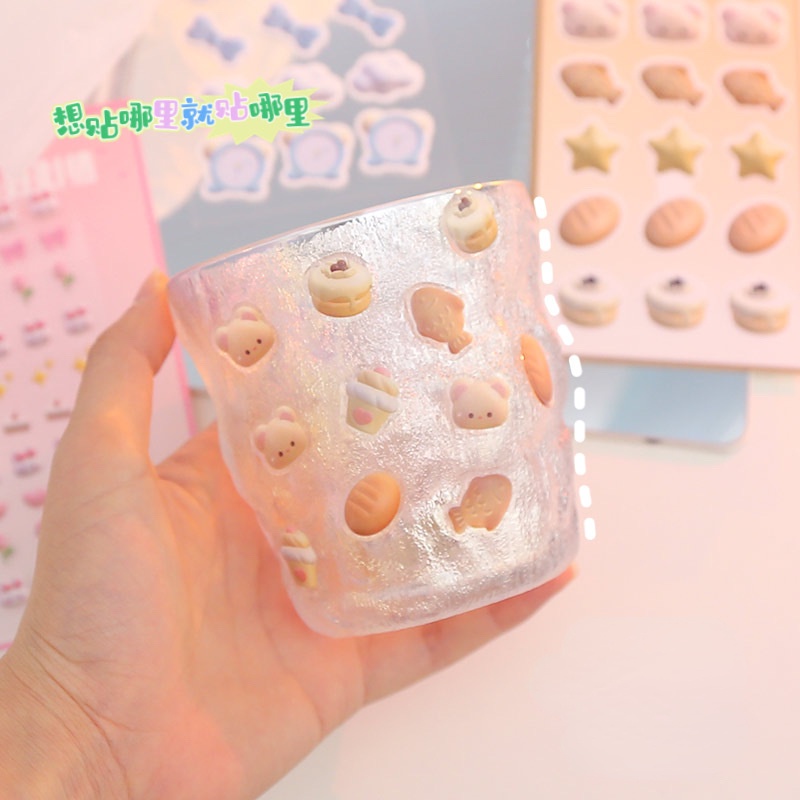 Ins Stiker Epoxy Kristal 3D Motif Kartun Anak Perempuan Untuk Dekorasi Handphone / Gelas Air Diy