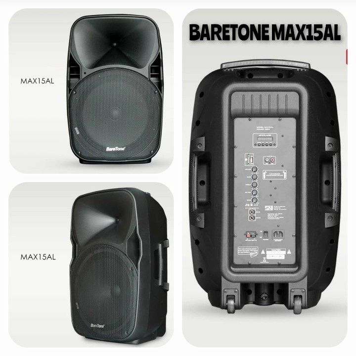 Speaker Portable BARETONE MAX15AL MAX 15AL 15 Inch original bluetooth mic wireless