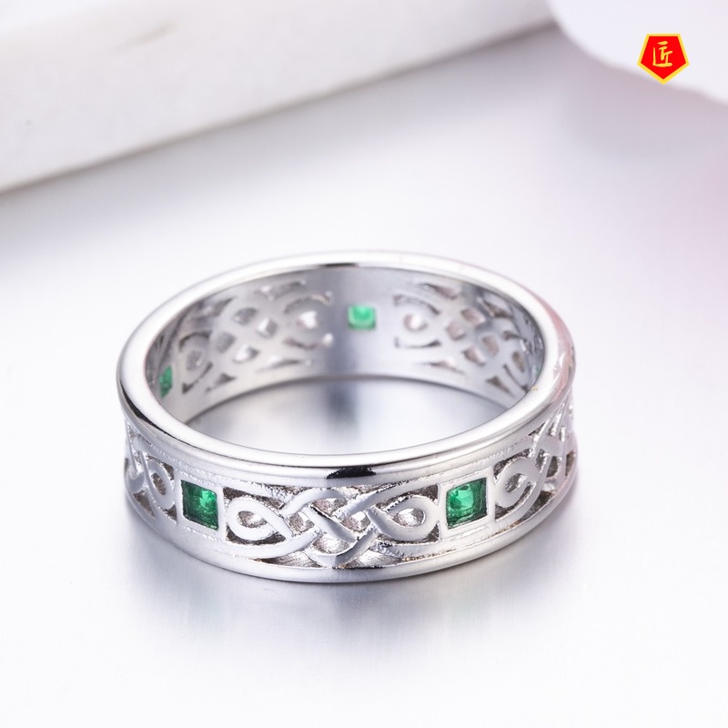 [Ready Stock]925 Silver Simple Personality Emerald Ring