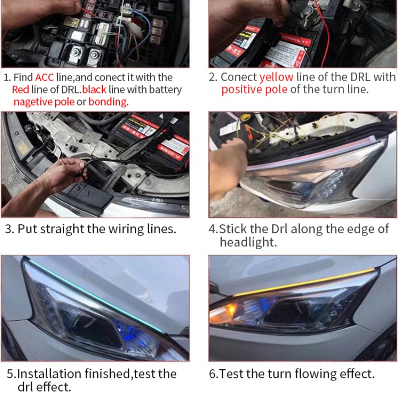 Lampu LED DRL Alis  45CM  Tempel Flexible  45 CM  Mobil Motor Sein Running