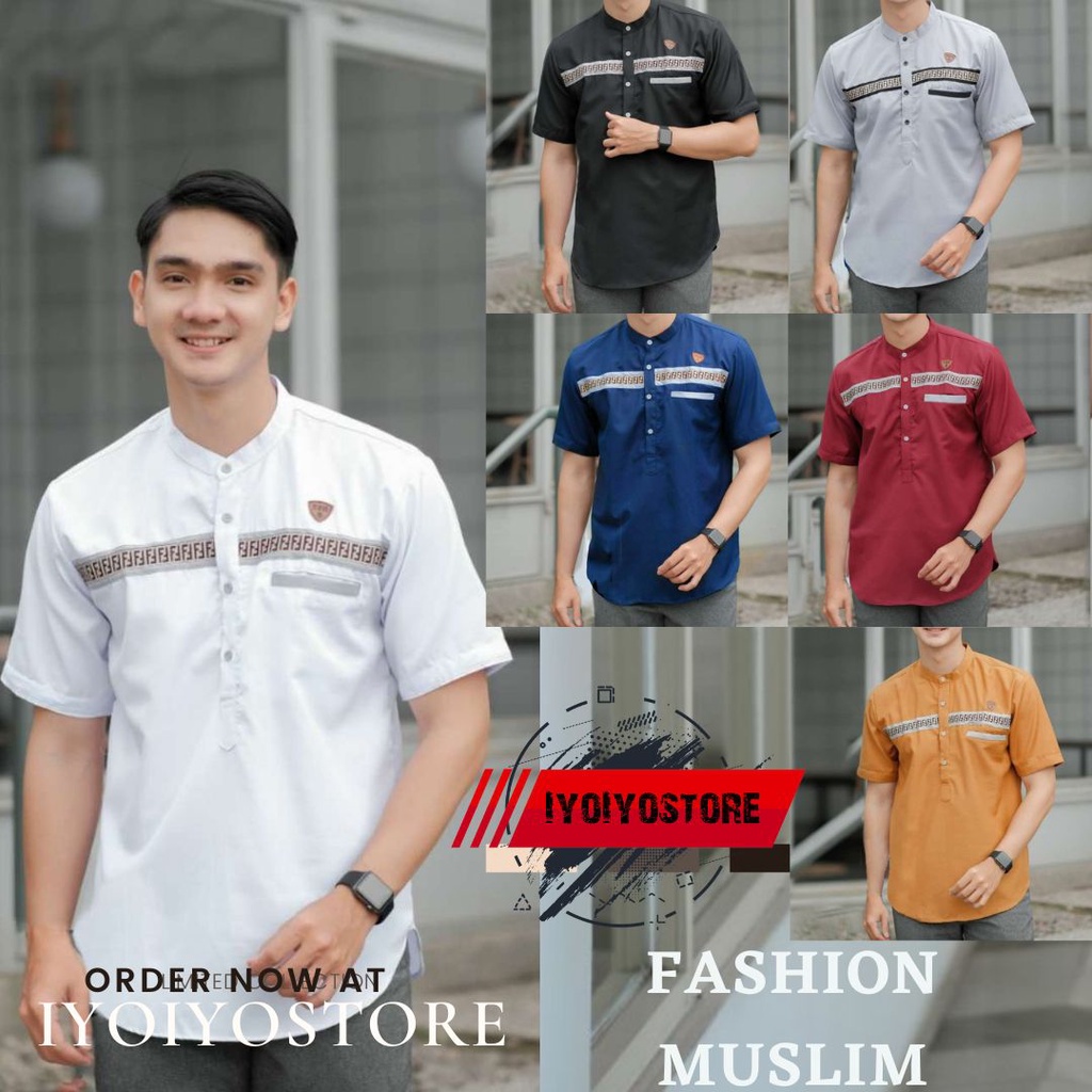 BAJU KOKO PRIA  MODERN PRIA DEWASA 2021 LENGAN PENDEK BAHAN KATUN TOYOBO/BAJU KURTA PRIA LENGAN PEND
