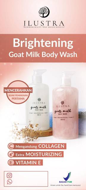 ILUSTRA goats body wash vanilla (pink) 500 ml lisensi JEPANG Promo!