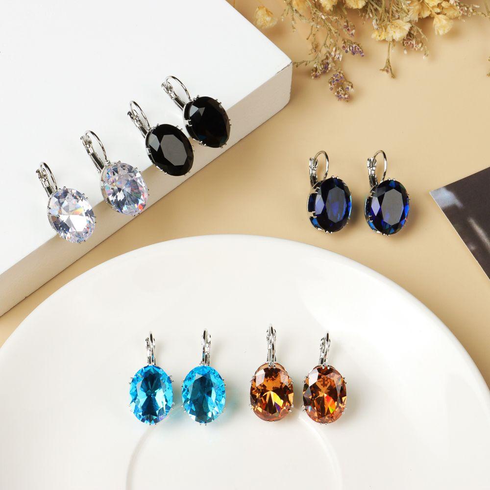 Lily Hoop Earrings Perhiasan Pesta Topaz Anting Oval Anting