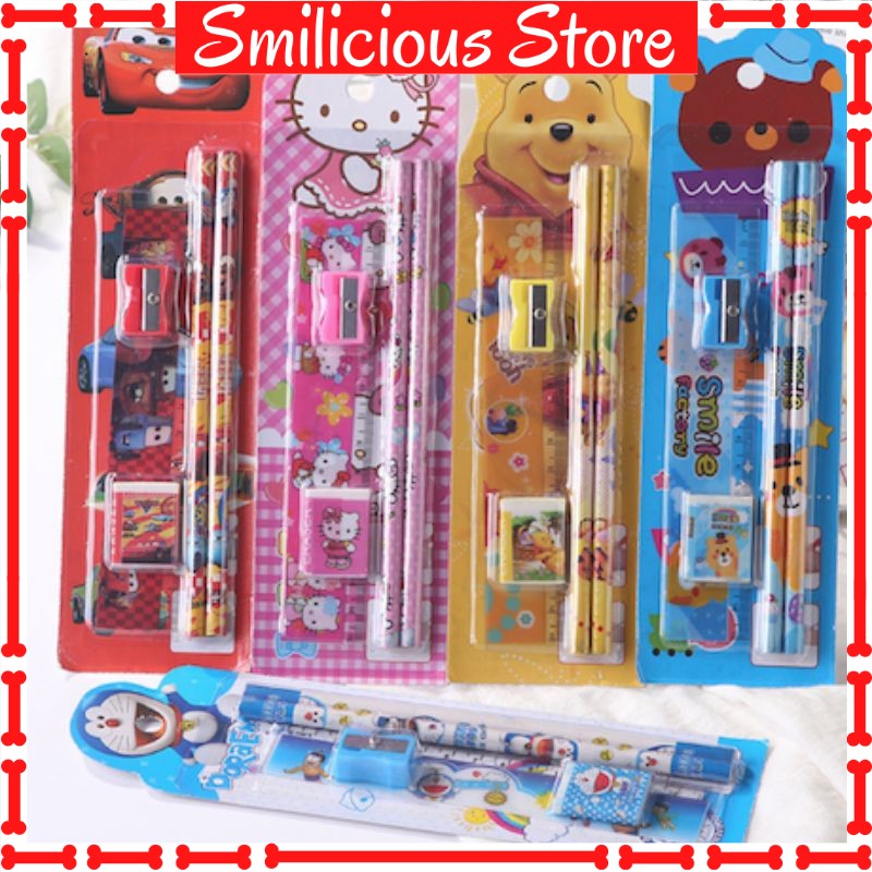 Stationery Alat Tulis Set 5 In 1 Karakter Kartun