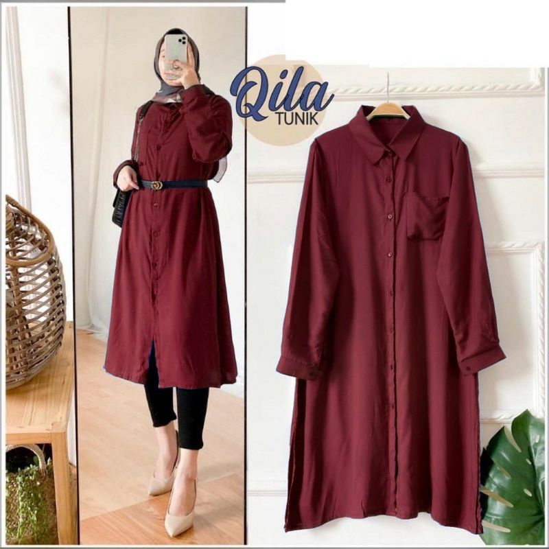 Qila Tunik Bahan moscrepe import Fit To L