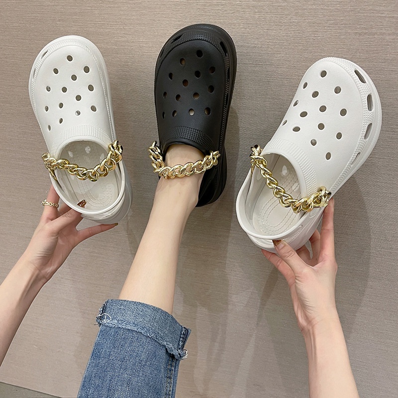 1 Pasang Rantai Emas Dan Perak Dua Warna Untuk Sepatu crocs (2 PCS)