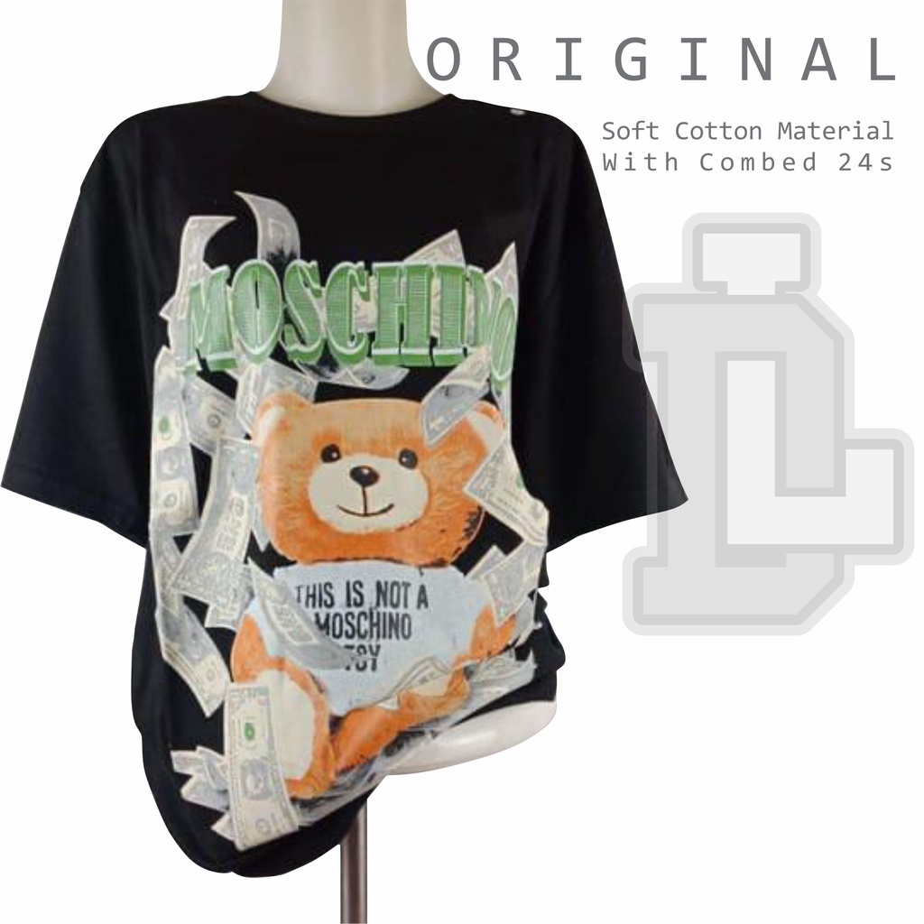 Moschino Kaos Oversize T-shirt Moschino Atasan Pria Wanita Unisex Premium