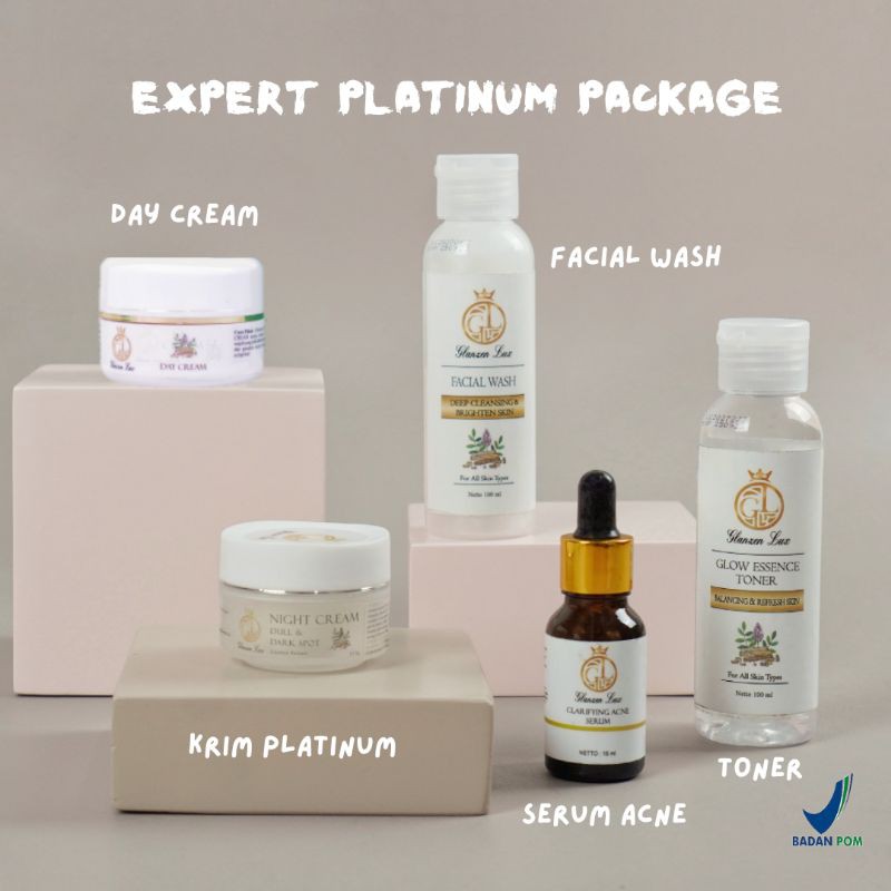 (FREE LIP GLOSS)Glanzen Lux Expert Platinum Package BPOM Krim Whitening Perawatan