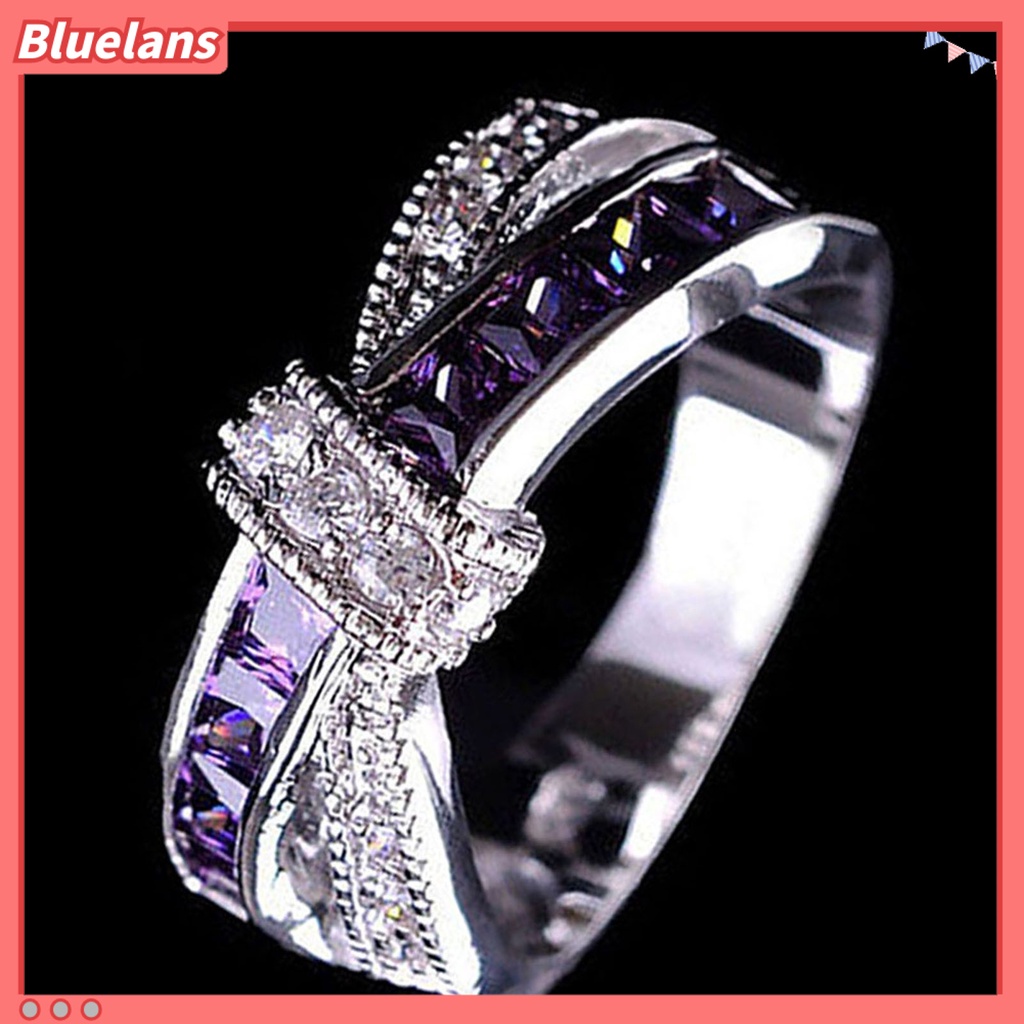 Bluelans Ring Rhinestone Inlaid Decorative Alloy Cross Design Finger Band