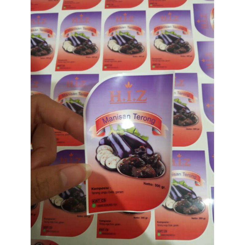 

Cetak Stiker Vinyl putih A3+ stiker label kemasan produk plus potong