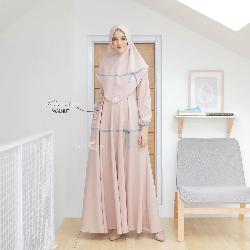 DRESS KANANTA SET BY EMMAQUEEN MATERIAL GAMIS SET KHIMAR SYARI MUSLIMAH GAMIS BUSUI FRIENDLY MANSET 