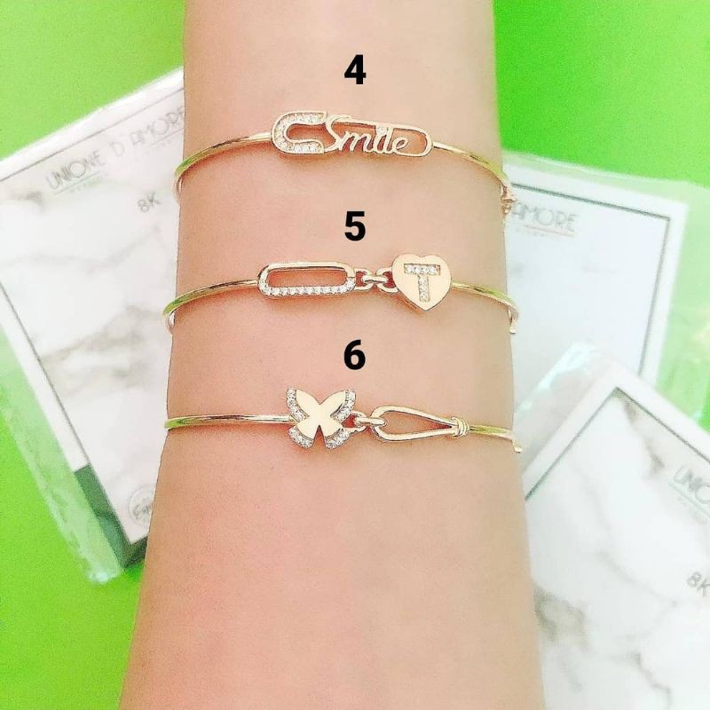 Gelang bangle berat ringan love, kupu, pearl mutiara, bunga rose, musik variasi mata YT kadar 375/8K